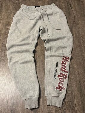 Hard Rock Cafe Gray Sweatpants with Red Logo - Hollywood